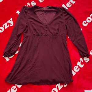 Elegant Burgundy Long Sleeve Dress